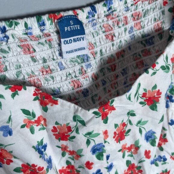 Old Navy Small Petite Blouse Shirt Short Sleeve Floral Ruffle Sleeve Top Crop SP - Picture 9 of 13
